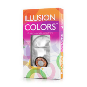 Коричневые контактные линзы ILLUSION COLORS ELEGANCE BROWN в упаковке