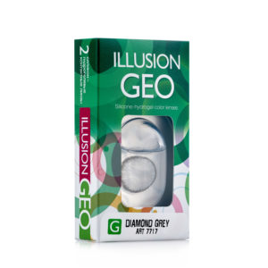 Серые контактные линзы ILLUSION GEO DIAMOND GREY в упаковке