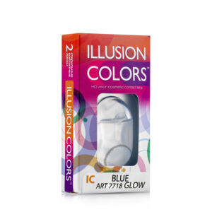 Голубые контактные линзы ILLUSION COLORS GLOW BLUE в упаковке